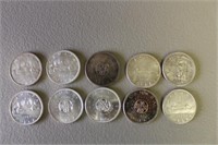(10) 1958-1965 Canadian Silver Dollars