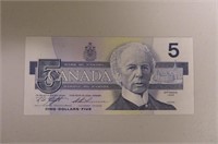1986 Canada $5 King Fisher Note