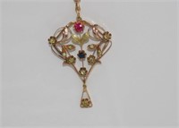 Antique 14ct gold gemset pendant