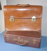 Small vintage leather suitcase