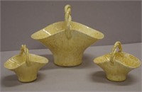 Three vintage Pates Australian pottery baskets
