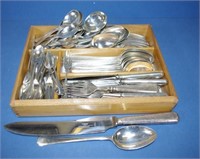 Box of assorted silver plateware