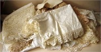 Box of various vintage linen