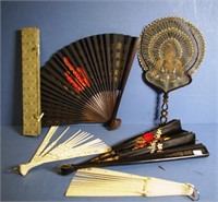 Five vintage various hand fans