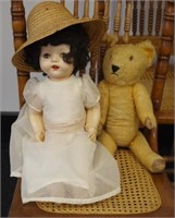 Vintage Pedigree doll & a teddy
