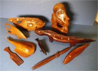 Eight various South Pacific carved wood figures