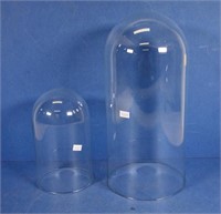 Two vintage glass domes