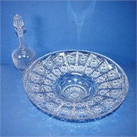 Large Czechoslovakian cut crystal fruit bowl