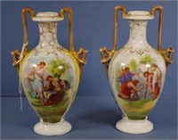 Pair continental porcelain mantle vases