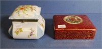 Two vintage porcelain trinket boxes