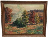 FALL WOODS SIGNED A.W. (ALFRED WINFIELD) STRAHAN
