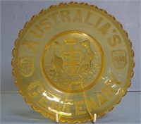 Vintage Australian centenary amber glass bowl