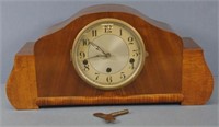 French art deco mantle clock in timber case