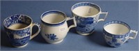 Four various Spode blue & white coffee cups
