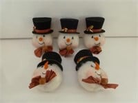 Vintage Snowmen: 5 Cuties w/ Hat & Pipe