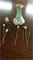 Miniature Hat Pin Holder & Hat Pins (7)