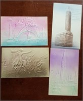 4 Embossed pastel postcards, Singer Building
