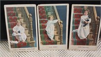 Postcards (3)  Little Girl on Stairs & Kitten