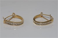 Yellow gold and diamond earrings