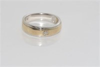 9ct two tone gold and diamond band