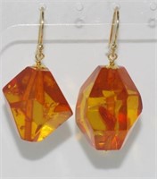 Facetted Baltic honey amber earrings