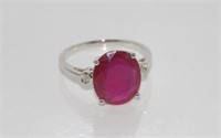 18ct white gold and ruby & diamond ring