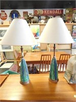 2 TEAK TABLE LAMPS
