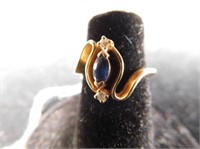 14K GOLD WITH DIAMONDS/SAPPHIRE RING