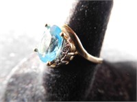 14K GOLD WITH DIAMONDS/TOPAZ STONE RING