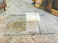 ARTEDI TRAVERTINE & CHROME COFFEE TABLE