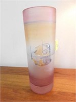 MID-CENTURY CAMEO CUT CYLINDER GLASS VASE