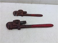 Pair of Steel Pipe Wrenches  18" & 14"