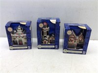 (3) Boxed  Porcelain Christmas Houses