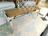CHROME WITH WOVEN TOP CONSOLE TABLE