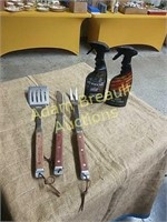 3 piece stainless grill tools and Grill cleaner