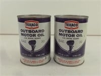 2 Texaco Outboard Motor Oil Qt. Cans - Real Nice