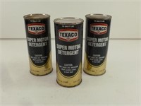 3 Texaco Motor Detergent Cans - Full, Nice