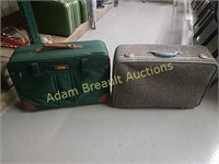 2 vintage soft shell suitcases