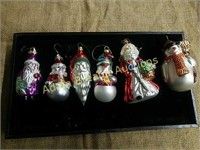 6 assorted glass ornaments