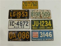 7 Bicycle Plates Various States & Countries