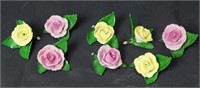 SET OF 5 HEREND HUNGARY PAINTED FLOWERS FIGURES