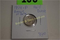 US 1854-P SILVER HALF DIME WITH ARROWS AT DATE