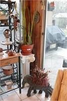 Potted plants on pedestals & Others