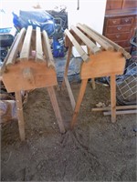 2 wood saddle racks