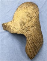 8" Walrus jawbone relief carved with an owl