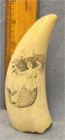 5.5" Whale's tooth scrimmed with a mermaid