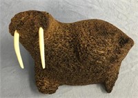 8" Bone walrus with walrus ivory tusks         (g