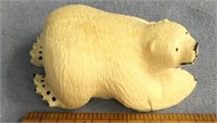 Carved ivory polar bear by Charles Edwards 2.5" lo