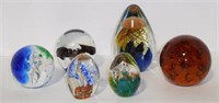 Lot #181 (6) Art glass paperweights