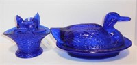 Lot #153 Blue Cobalt duck on nest and hen on